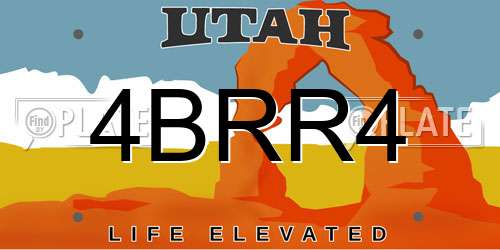 4BRR4 Utah License Plate