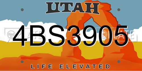 4BS3905 Utah License Plate