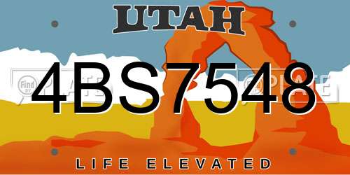 4BS7548 Utah License Plate