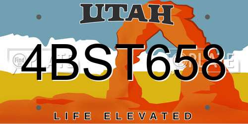 4BST658 Utah License Plate