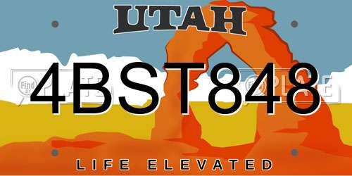 4BST848 Utah License Plate