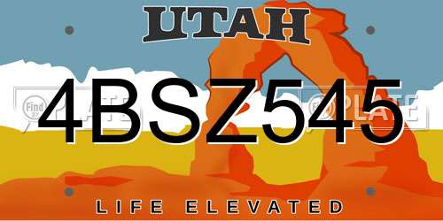 4BSZ545 Utah License Plate
