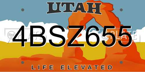 4BSZ655 Utah License Plate