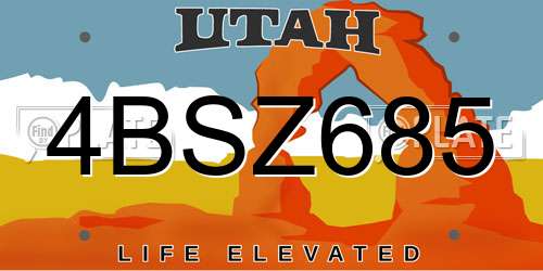 4BSZ685 Utah License Plate