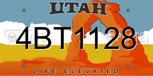 4BT1128 Utah License Plate
