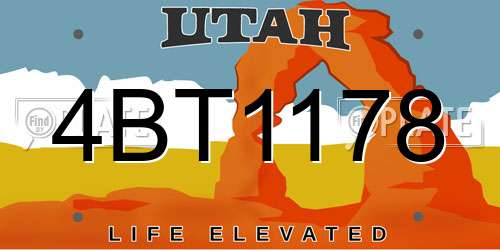 4BT1178 Utah License Plate