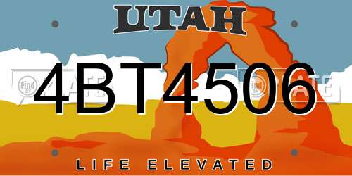 4BT4506 Utah License Plate