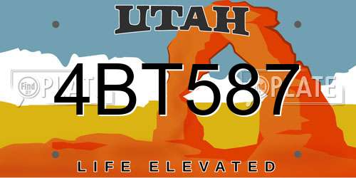4BT587 Utah License Plate