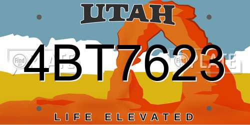 4BT7623 Utah License Plate