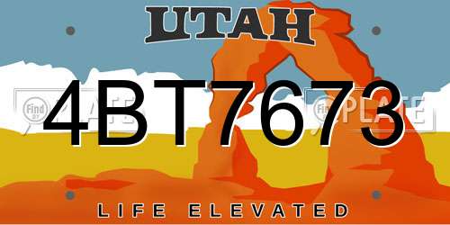 4BT7673 Utah License Plate