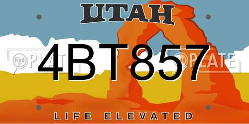 4BT857 Utah License Plate