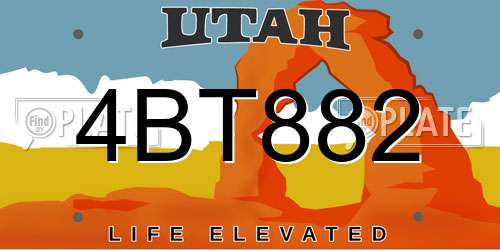 4BT882 Utah License Plate