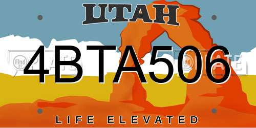 4BTA506 Utah License Plate