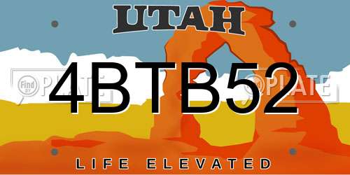 4BTB52 Utah License Plate