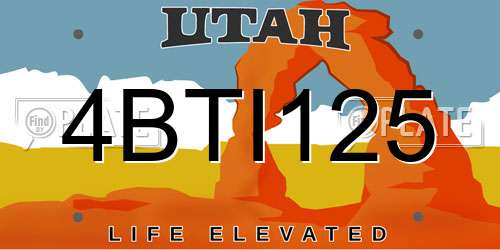 4BTI125 Utah License Plate