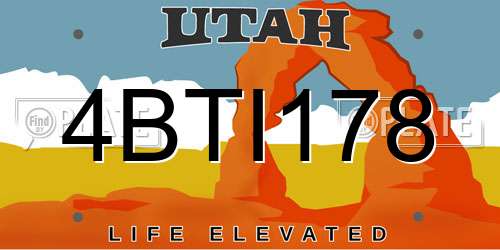 4BTI178 Utah License Plate