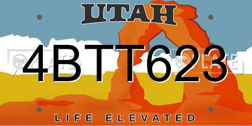 4BTT623 Utah License Plate