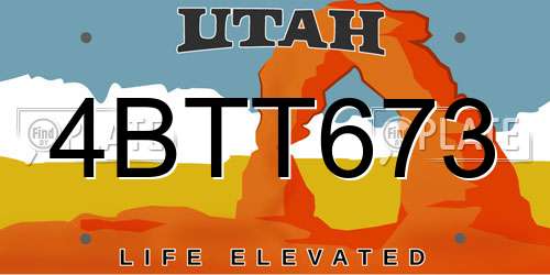 4BTT673 Utah License Plate