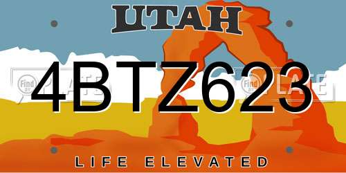 4BTZ623 Utah License Plate