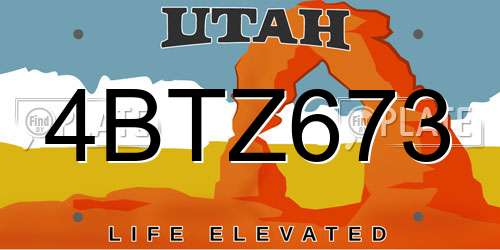 4BTZ673 Utah License Plate