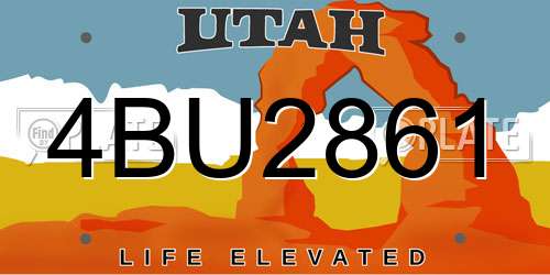 4BU2861 Utah License Plate