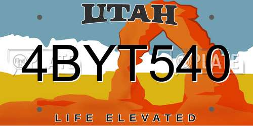 4BYT540 Utah License Plate