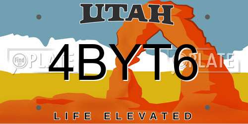 4BYT6 Utah License Plate