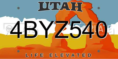 4BYZ540 Utah License Plate