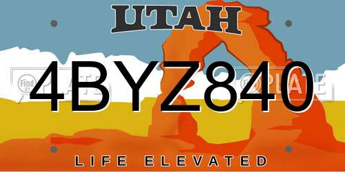4BYZ840 Utah License Plate