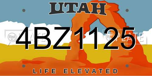 4BZ1125 Utah License Plate