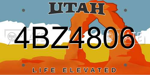 4BZ4806 Utah License Plate