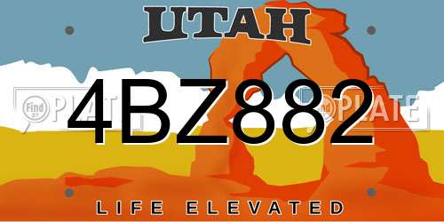 4BZ882 Utah License Plate