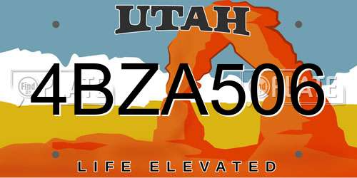 4BZA506 Utah License Plate