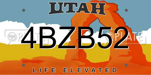 4BZB52 Utah License Plate