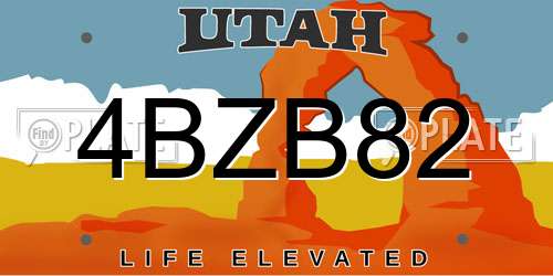 4BZB82 Utah License Plate
