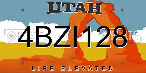 4BZI128 Utah License Plate
