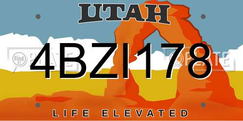 4BZI178 Utah License Plate