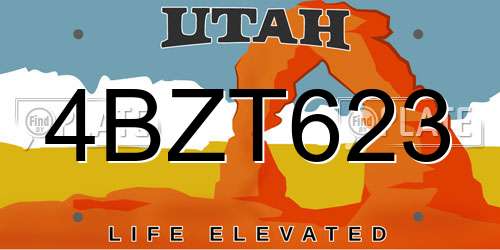 4BZT623 Utah License Plate