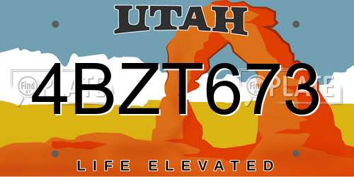 4BZT673 Utah License Plate