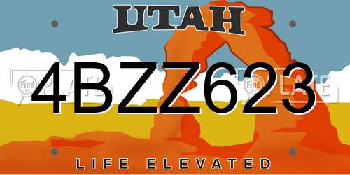 4BZZ623 Utah License Plate
