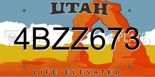 4BZZ673 Utah License Plate