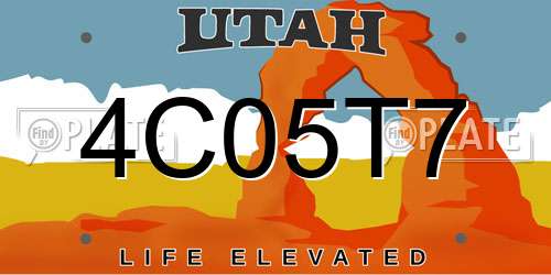 4C05T7 Utah License Plate