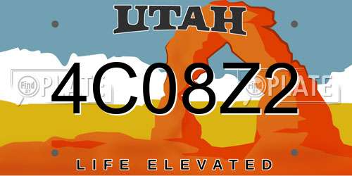 4C08Z2 Utah License Plate