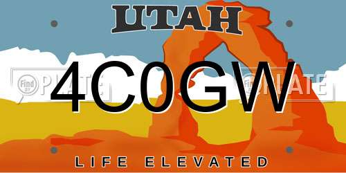 4C0GW Utah License Plate
