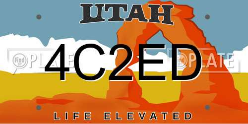 4C2ED Utah License Plate