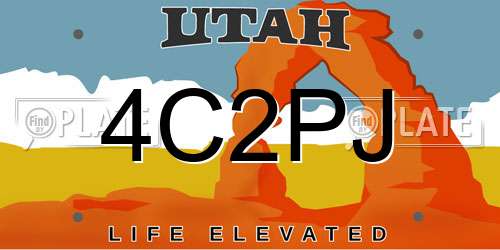 4C2PJ Utah License Plate