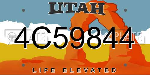 4C59844 Utah License Plate