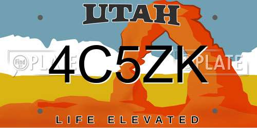 4C5ZK Utah License Plate