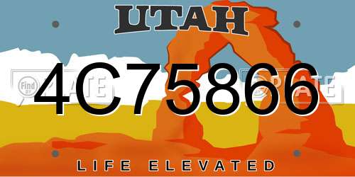 4C75866 Utah License Plate