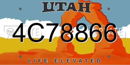 4C78866 Utah License Plate